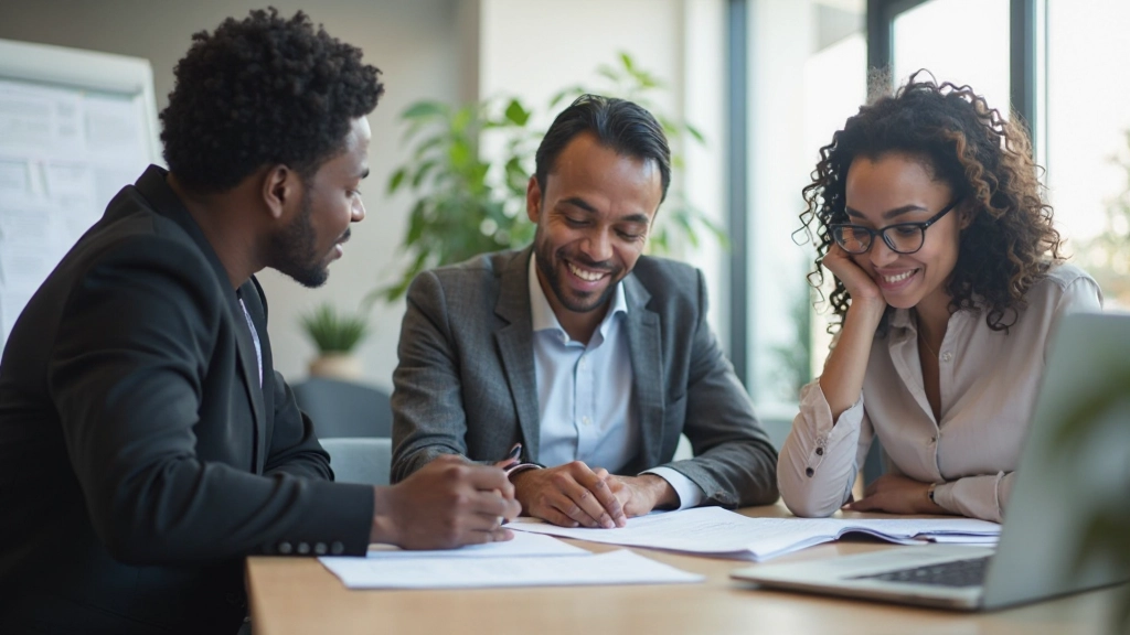 Recruitment team members reviewing candidate profiles and job applications on digital platform with organized workflow system